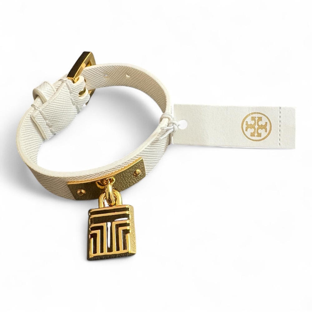 Tory Burch White and Gold Rubber Bracelet NWT